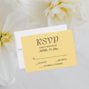 Butter Yellow Simple Style Wedding RSVP Karte
