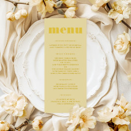 Butter Yellow Simple Wedding Menükarte