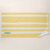 Butter Yellow Striped Chic Personalized Summer Strandtuch (Vorderseite)