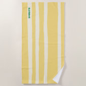 Butter Yellow Striped Chic Personalized Summer Strandtuch (Vorderseite)