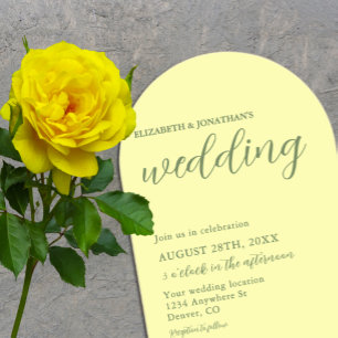 Butter Yellow und Sage Minimalistische Hochzeit Acryleinladungen