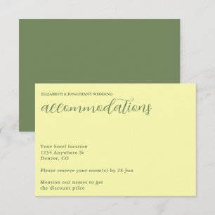 Butter Yellow und Sage Minimalistische Hochzeit Begleitkarte
