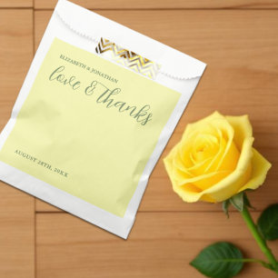 Butter Yellow und Sage Minimalistische Hochzeit Geschenktütchen