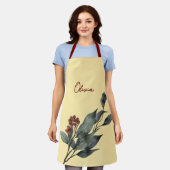 Butter. Yellow w' Watercolor Leaves Christmas Schürze (Getragen)