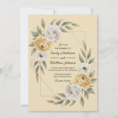Butter Yellow Watercolor Floral Geometric Wedding Einladung (Vorderseite)