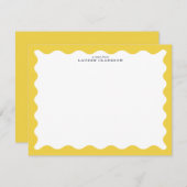 Butter Yellow Wavy Frame Note Card Einladung (Vorne/Hinten)