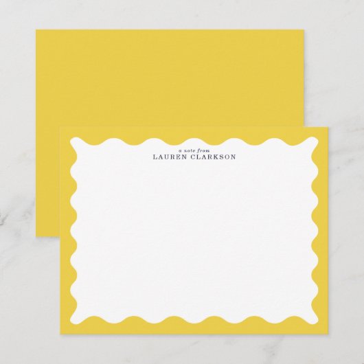 Butter Yellow Wavy Frame Note Card Einladung (Vorne/Hinten)