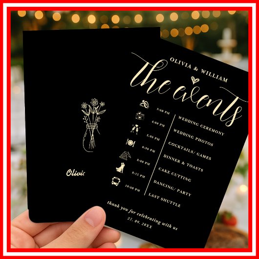 Butter Yellow Wedding Order of Events Program Einladung