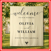 Butter Yellow Wedding Welcome Sign Backdrop Wandteppich