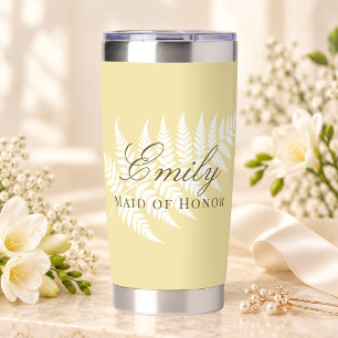 Butter Yellow White Fern Elegante Brautjungfer Thermobecher