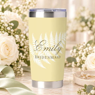 Butter Yellow White Fern Elegante Brautjungfer Thermobecher