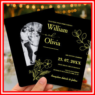 Butter Yellow Wildblumen Hochzeitseinladung Einladung