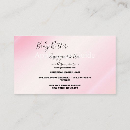 Butterblende Anwendung Rosa goldene Wasserfarbe, a Visitenkarte (Rückseite)