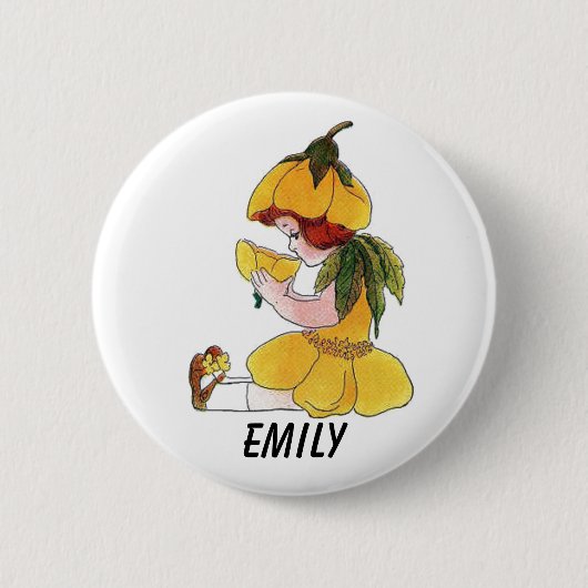 Butterblume-Blumen-Kinderlustiges niedliches Button (Vorderseite)