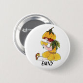 Butterblume-Blumen-Kinderlustiges niedliches Button (Vorne & Hinten)