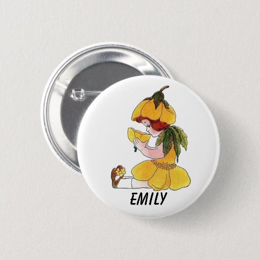 Butterblume-Blumen-Kinderlustiges niedliches Button (Vorne & Hinten)