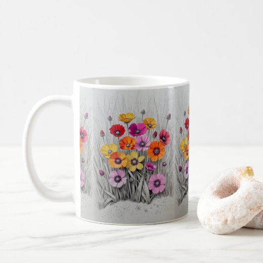 Butterblumen in Technicolor Kaffeetasse (Mit Donut)