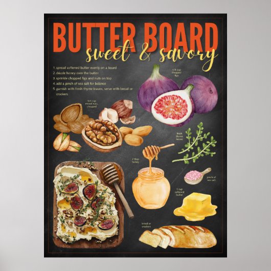 Butterboard Rezeptkarte Druck Poster (Vorne)