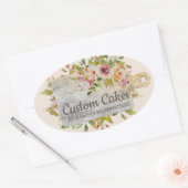 Butterbrett Backküche Floral Gold Ovaler Aufkleber (Umschlag)