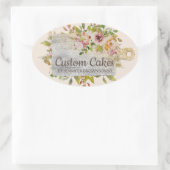 Butterbrett Backküche Floral Gold Ovaler Aufkleber (Tasche)