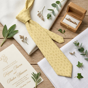 Buttercream-Mikro-Paisley-Hochzeits-Champagner Krawatte