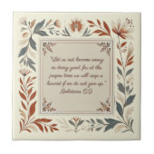 Buttercreme Bauernhaus Blumenrahmen Bibel Verse Fliese (Vorderseite)