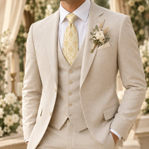 Buttercreme-Gold-Akanthus-Damask Krawatte