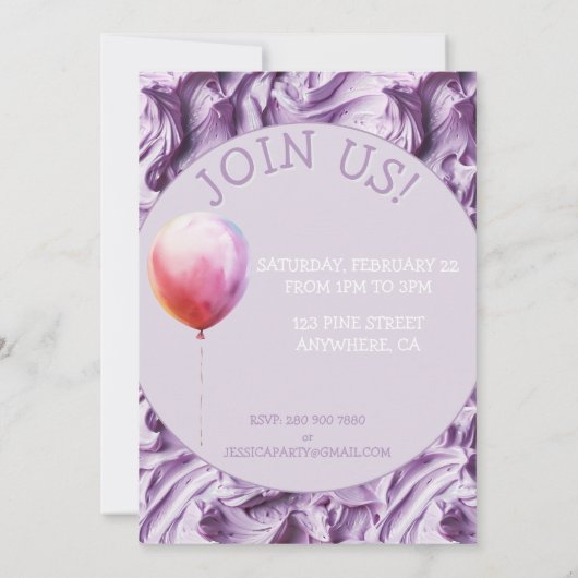 Buttercreme-Icing-Party Geburtstag Einladung (Rückseite)