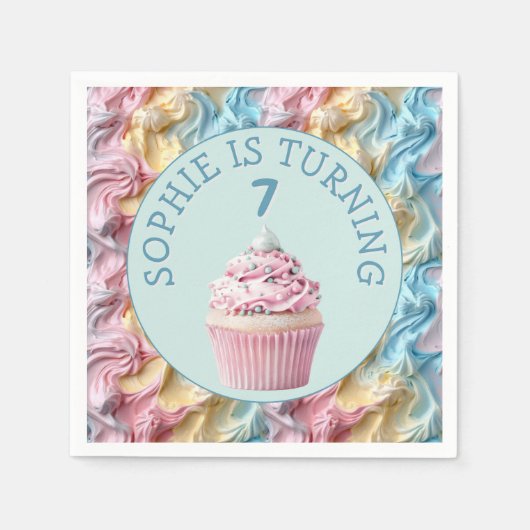 Buttercreme-Icing-Party Geburtstag Serviette (Vorderseite)