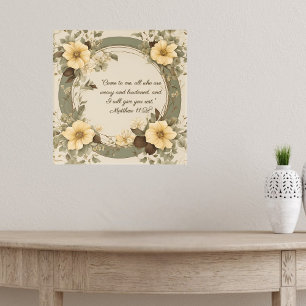 Buttercreme-Salbei-Mokka-Blumenmuster individuell Poster