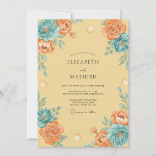 Buttercreme Türkis Ranunculus Eukalyptus Hochzeit Einladung
