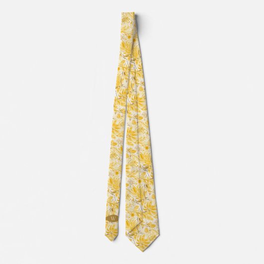 Buttercreme Yellow Botangram Krawatte (Rückseite)
