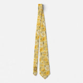 Buttercreme Yellow Floral Monogram Krawatte (Rückseite)