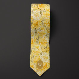 Buttercreme Yellow Floral Monogram Krawatte