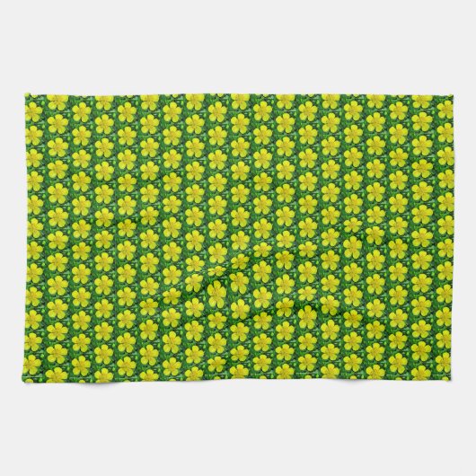 Buttercup Blume bewundern. Geschirrtuch (Horizontal)