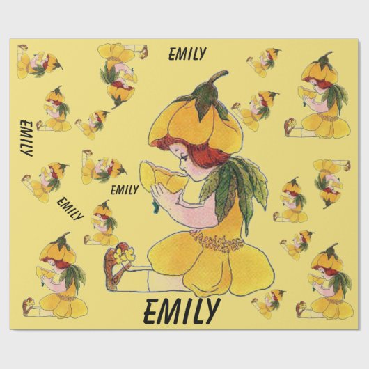 Buttercup Blume Kind Niedliches kleines Mädchen Geschenkpapier (Flach)