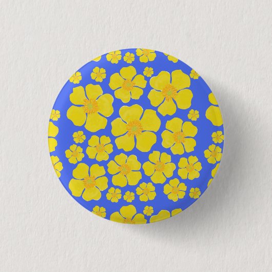 Buttercup-Blumen-Design auf Button (Vorderseite)