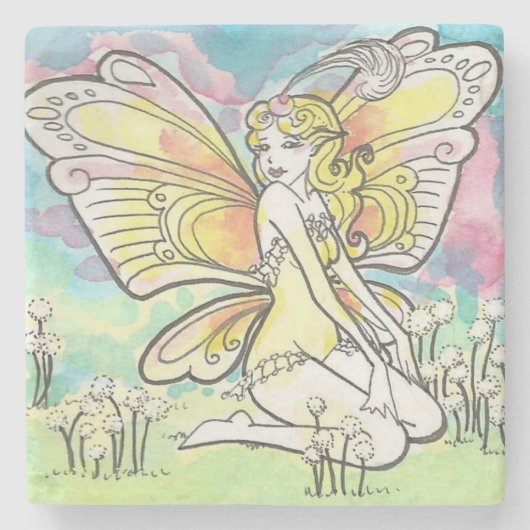 Buttercup Cartoon Pastellpadel Fairy Stone Unterse Steinuntersetzer (Vorderseite)