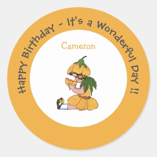 Buttercup Child Whimsical Blume Party Collection Runder Aufkleber (Vorderseite)