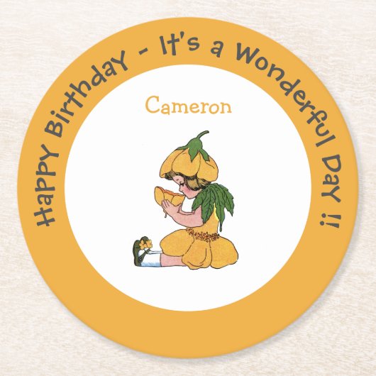 Buttercup Child Whimsical Blume Party Collection Runder Pappuntersetzer (Vorderseite)