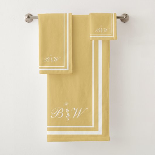 Buttercup Gelbe Border Script Girl Monogram Badhandtuch Set (Insitu)
