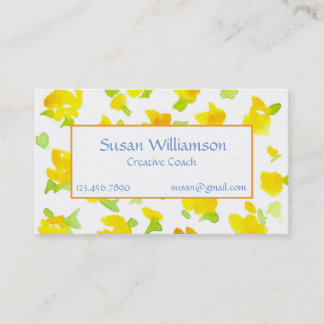 Buttercup Gelbe handgestrichene Wasserfarben-Blume Visitenkarte