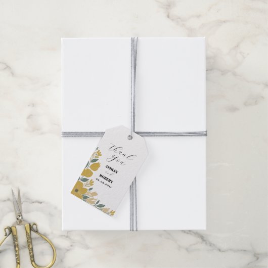 Buttercup Gelbe Moderne Blumenhochzeit Geschenkanhänger (Mit Garn)