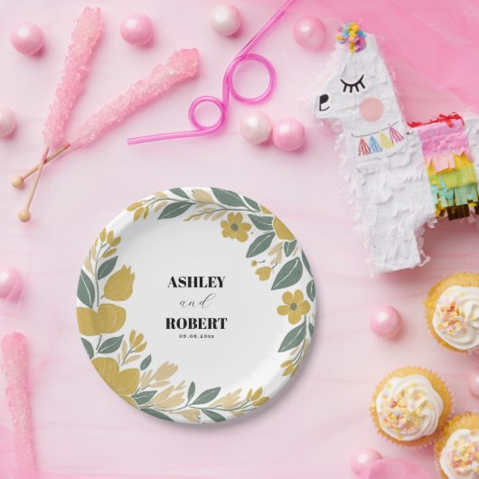 Buttercup Gelbe Moderne Blumenhochzeit Pappteller (Party)