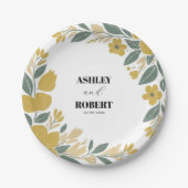 Buttercup Gelbe Moderne Blumenhochzeit Pappteller (Vorderseite)