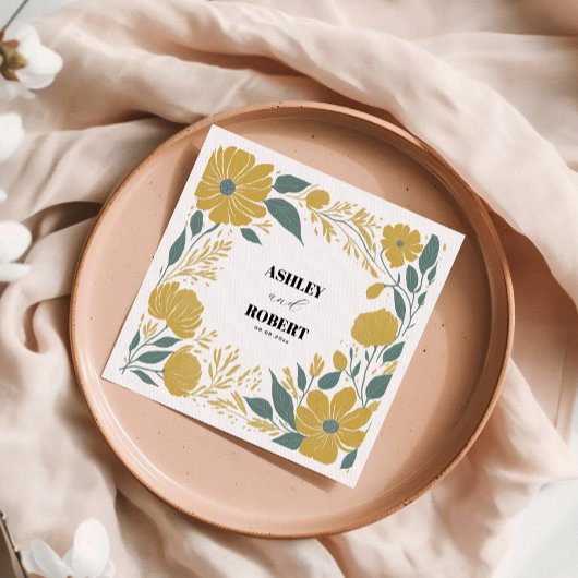 Buttercup Gelbe Moderne Blumenhochzeit Serviette