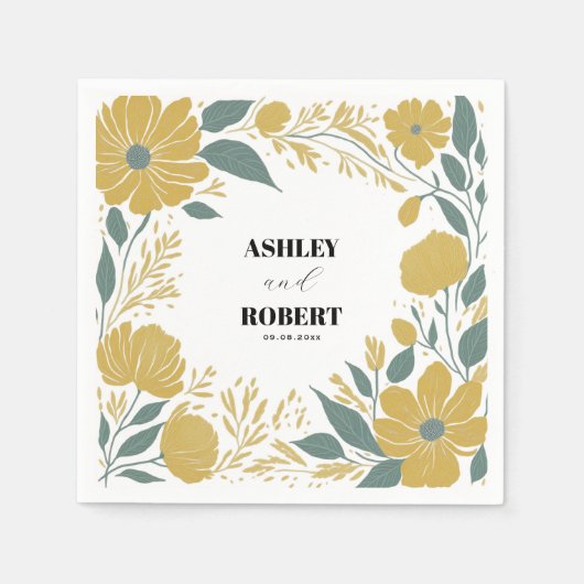 Buttercup Gelbe Moderne Blumenhochzeit Serviette (Vorderseite)