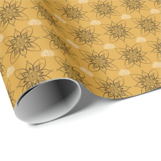 Buttercup Gelbe Zierlinge Handgezogene Filigree Geschenkpapier (Rolleneckpunkt)