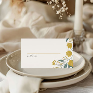 Buttercup Gelbes Gold Moderne Blumenhochzeit Platzkarte
