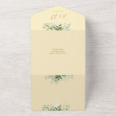 Buttercup Gelbgrün QR Code Monogramm Hochzeit All In One Einladung (Außenbereich)